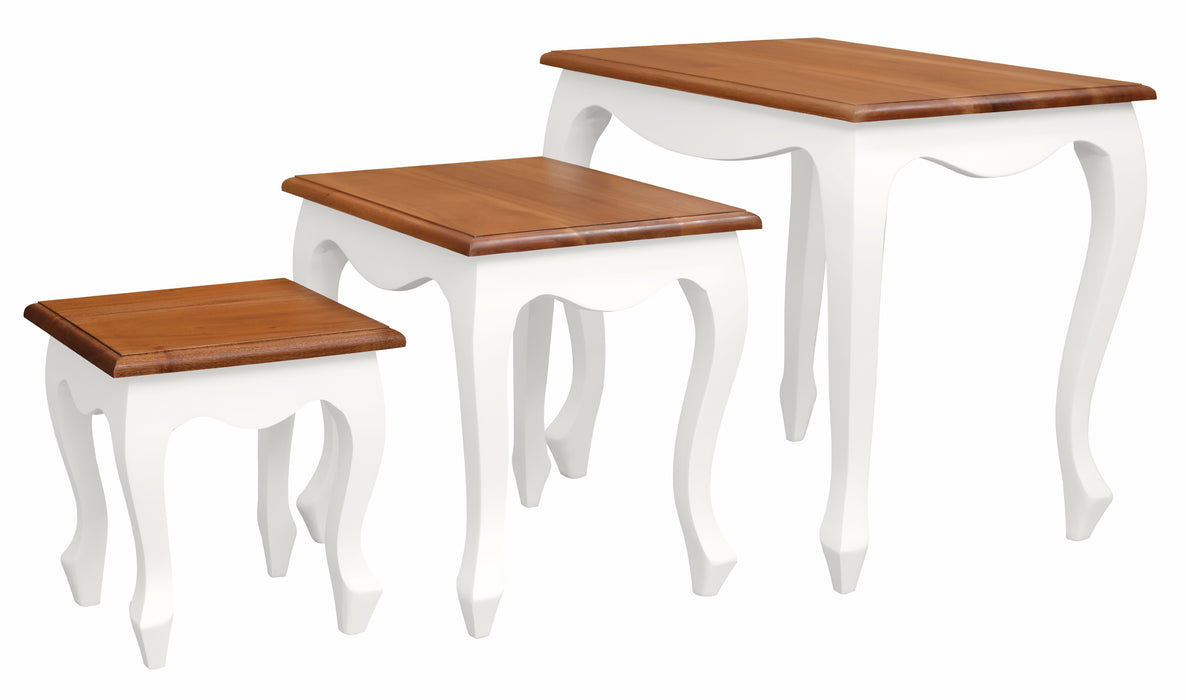 Queen Anne Nesting Table - Set of 3 (White Caramel)