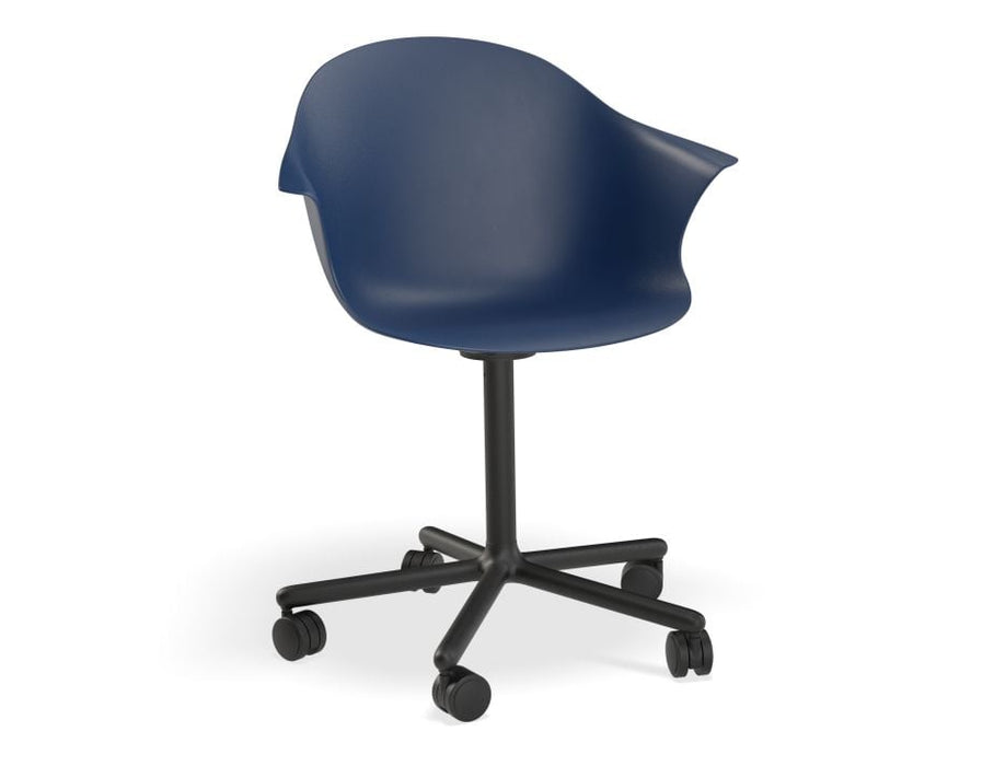 Pebble Armchair Navy Blue with Shell Seat - Swivel Base