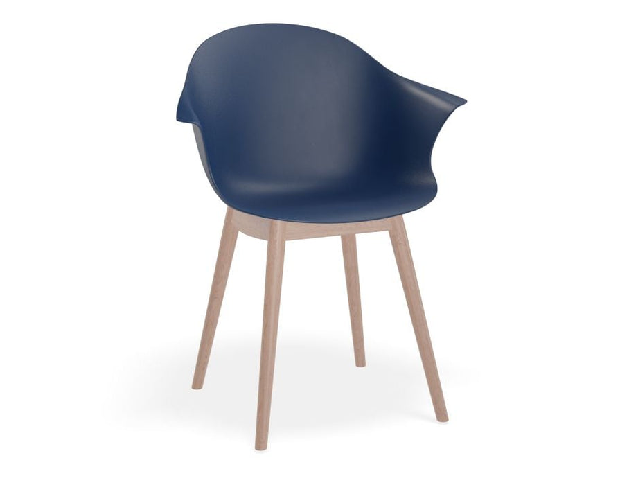 Pebble Armchair Navy Blue with Shell Seat - Pyramid Fixed Base