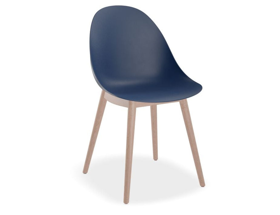 Pebble Chair Navy Blue with Shell Seat - Sled Stackable Base - White