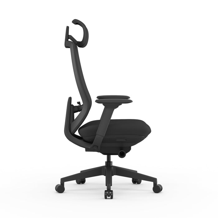 Velsan Mesh Office Chair - Full Black with Headrest