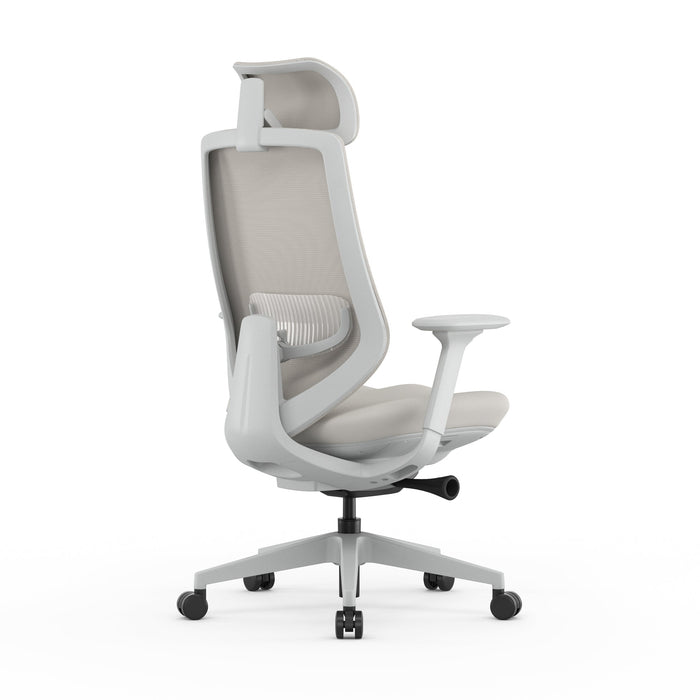 Velsan Mesh Office Chair - Light Grey with Headrest