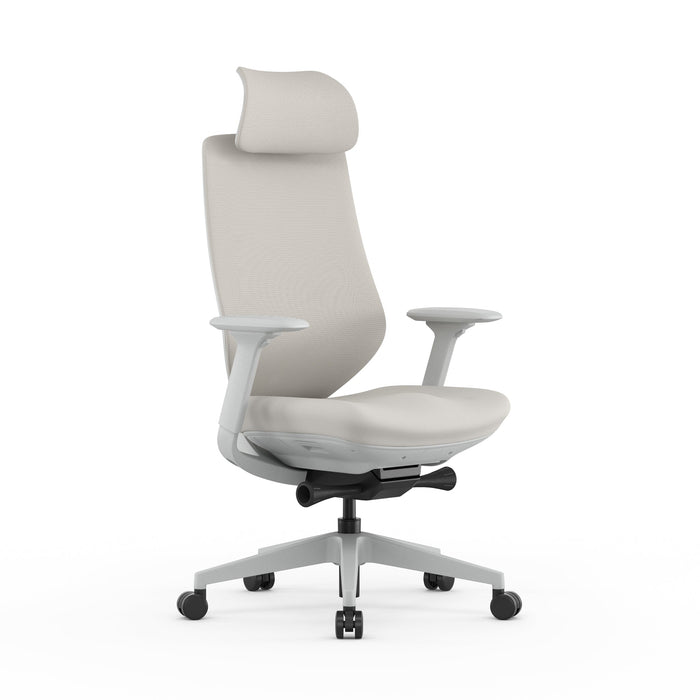 Velsan Mesh Office Chair - Light Grey with Headrest