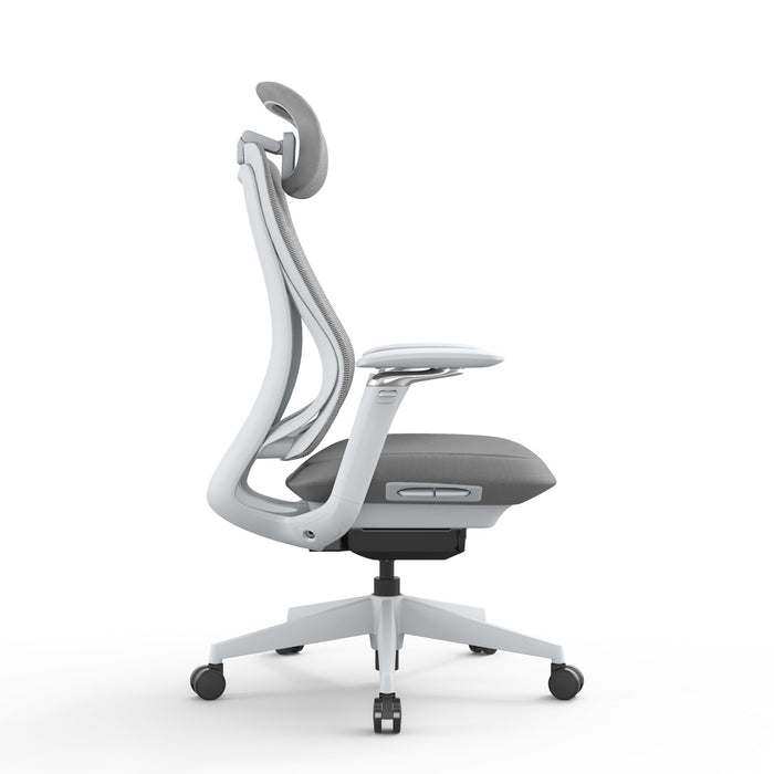 Sevanto Mesh Office Chair - Light Grey with Headrest