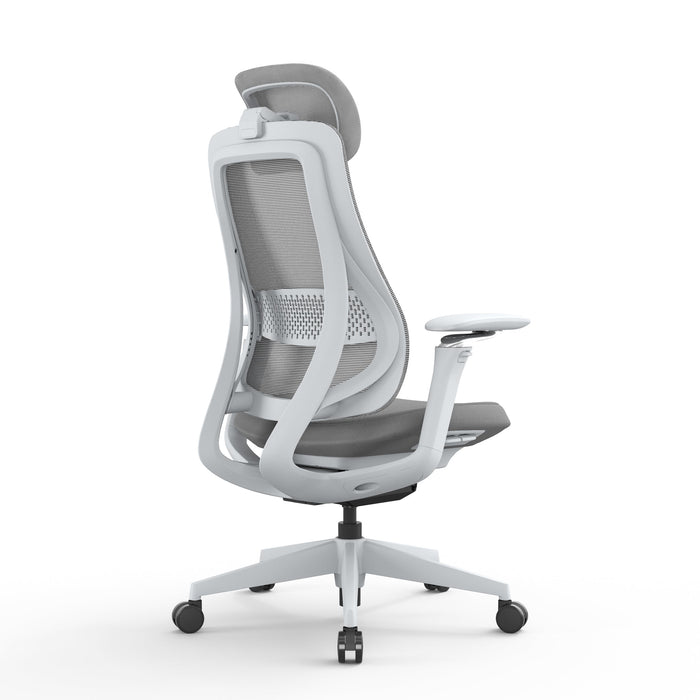 Sevanto Mesh Office Chair - Light Grey with Headrest