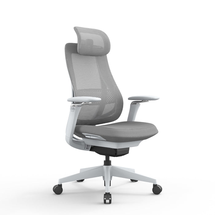 Sevanto Mesh Office Chair - Light Grey with Headrest