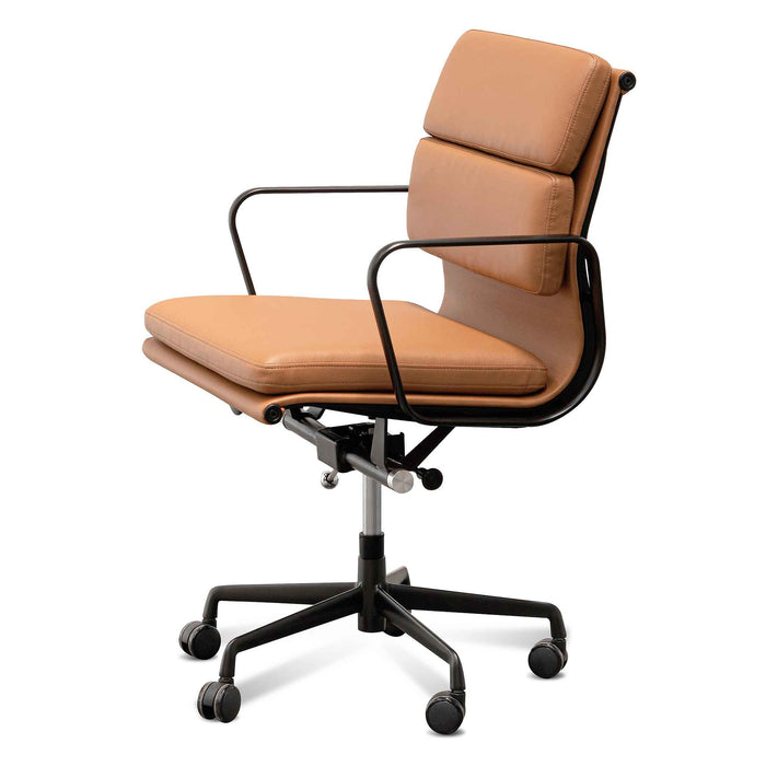 COC6404-YS Low Back Office Chair - Saddle Tan in Black Frame