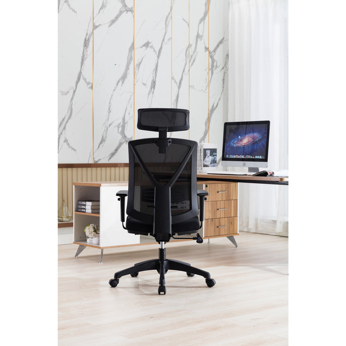 COC8256-UN Mesh Ergonomic Office Chair with Headrest - Black