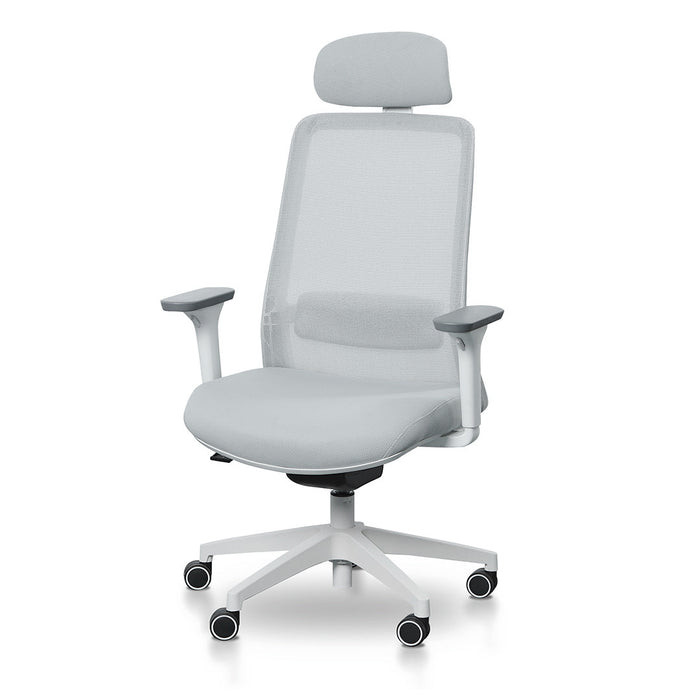 COC8505-LF Mesh Office Chair - Cloud Grey with White Base