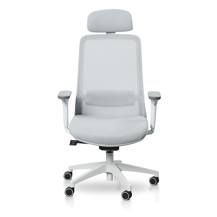 COC8505-LF Mesh Office Chair - Cloud Grey with White Base