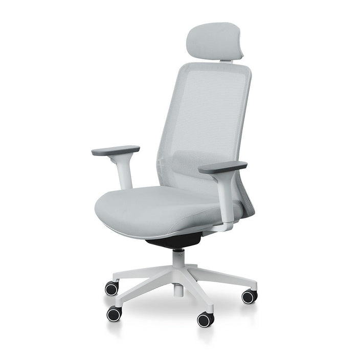 COC8505-LF Mesh Office Chair - Cloud Grey with White Base