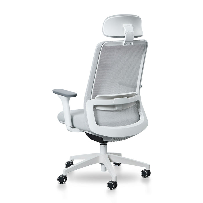 COC8505-LF Mesh Office Chair - Cloud Grey with White Base