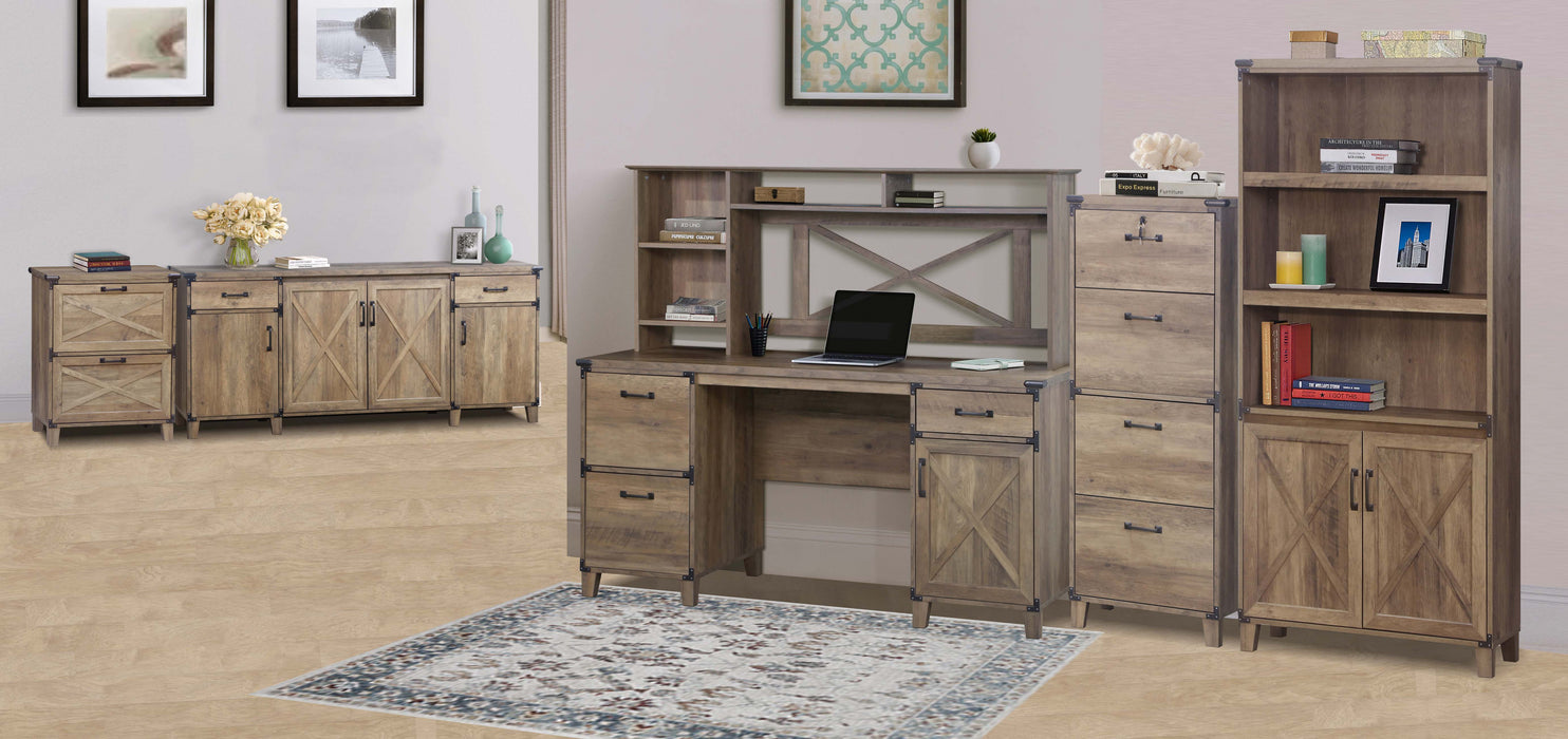 Oxford 5 Shelf Bookcase With Doors In Rustic Oak