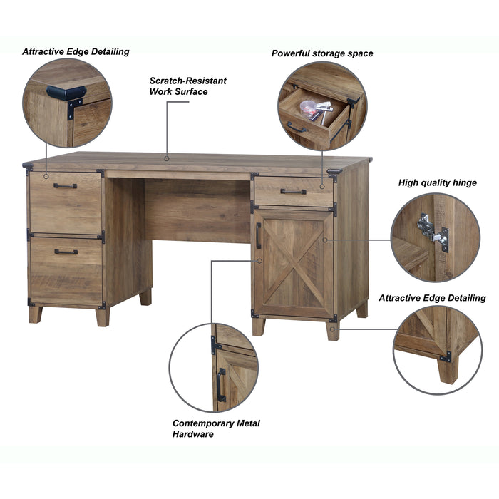 Oxford Executive Desk In Rustic Oak