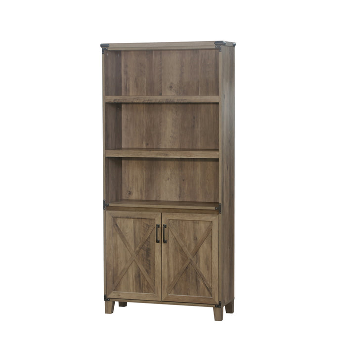 Oxford 5 Shelf Bookcase With Doors In Rustic Oak