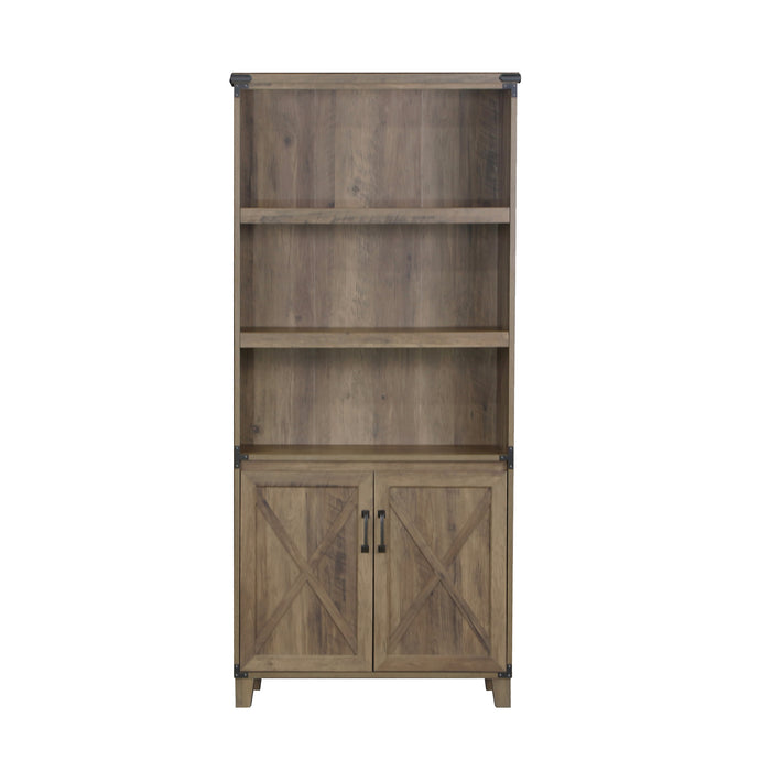 Oxford 5 Shelf Bookcase With Doors In Rustic Oak