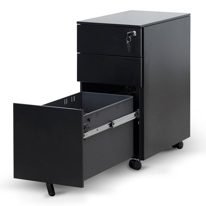 COF8126-SN 3 Drawers Slim Mobile Pedestal - Black