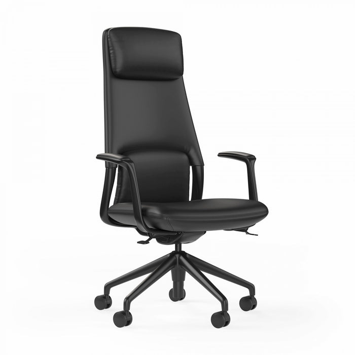 Hawthorne Highback Executive Boardroom Chair with Fixed Arms - Black PU