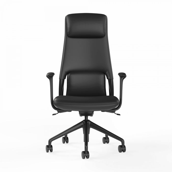 Hawthorne Highback Executive Boardroom Chair with Fixed Arms - Black PU