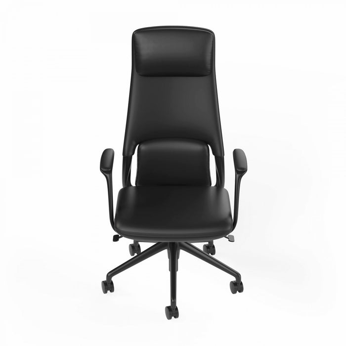 Hawthorne Highback Executive Boardroom Chair with Fixed Arms - Black PU