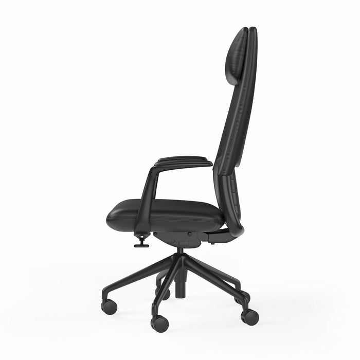 Hawthorne Highback Executive Boardroom Chair with Fixed Arms - Black PU