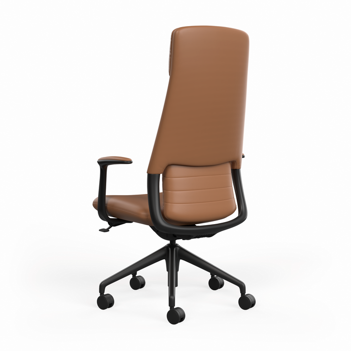 Hawthorne Highback Executive Boardroom Chair with Fixed Arms - Brown PU