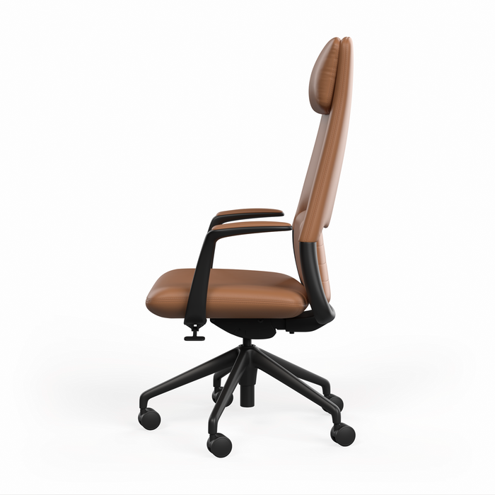 Hawthorne Highback Executive Boardroom Chair with Fixed Arms - Brown PU