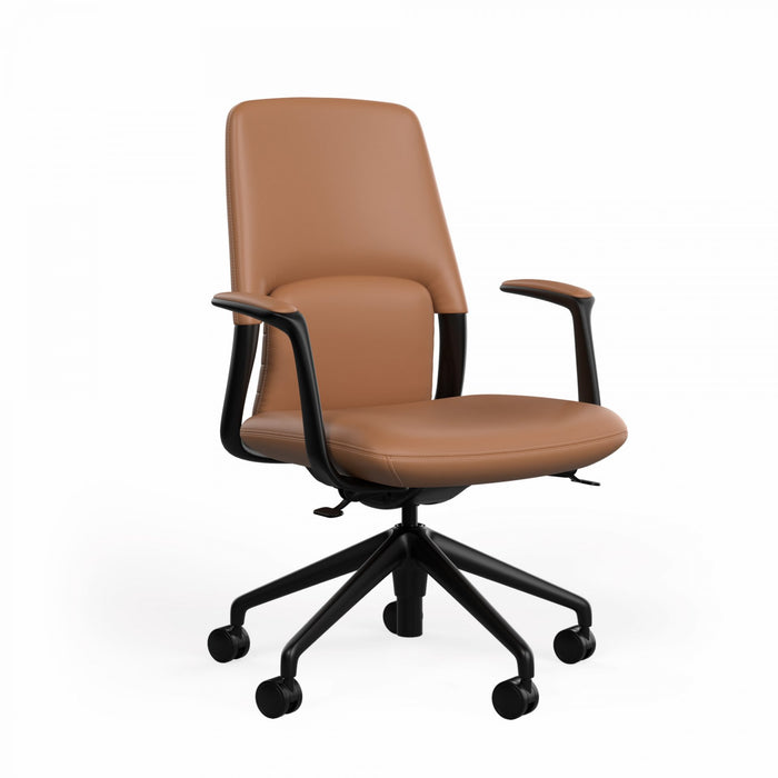 Hawthorne Midback Executive Boardroom Chair with Fixed Arms - Brown PU
