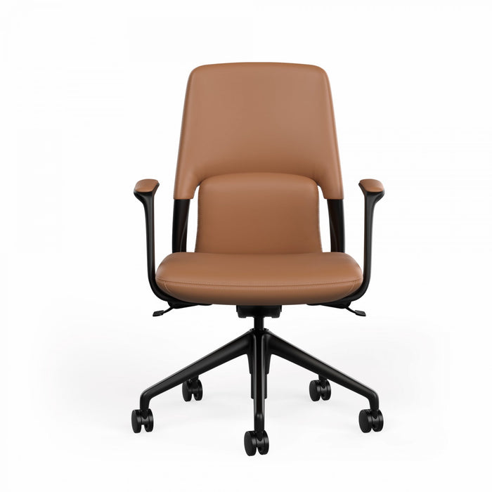 Hawthorne Midback Executive Boardroom Chair with Fixed Arms - Brown PU