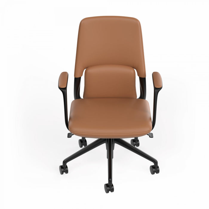 Hawthorne Midback Executive Boardroom Chair with Fixed Arms - Brown PU