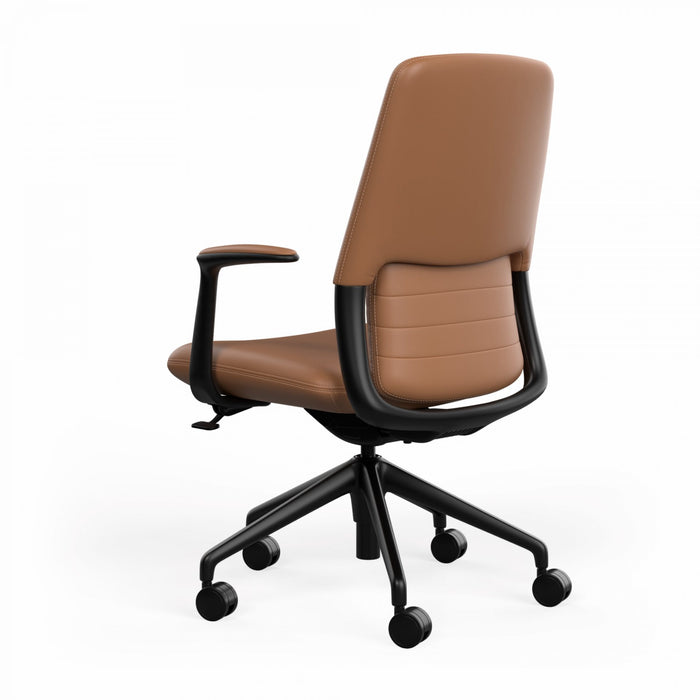 Hawthorne Midback Executive Boardroom Chair with Fixed Arms - Brown PU