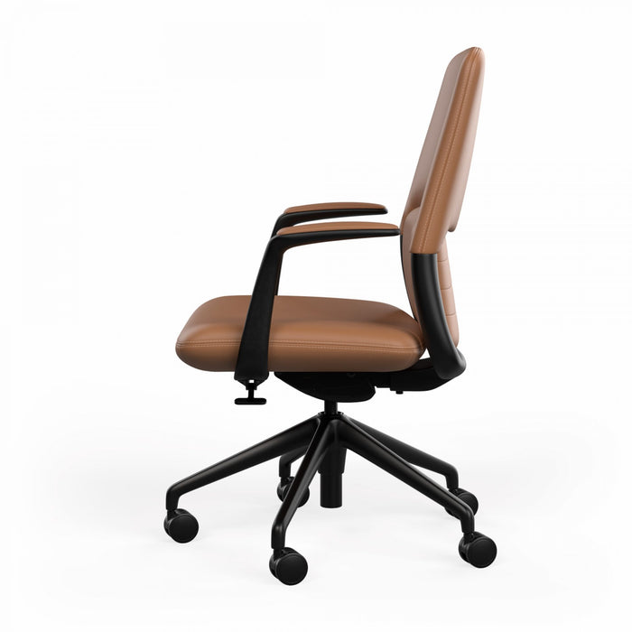 Hawthorne Midback Executive Boardroom Chair with Fixed Arms - Brown PU