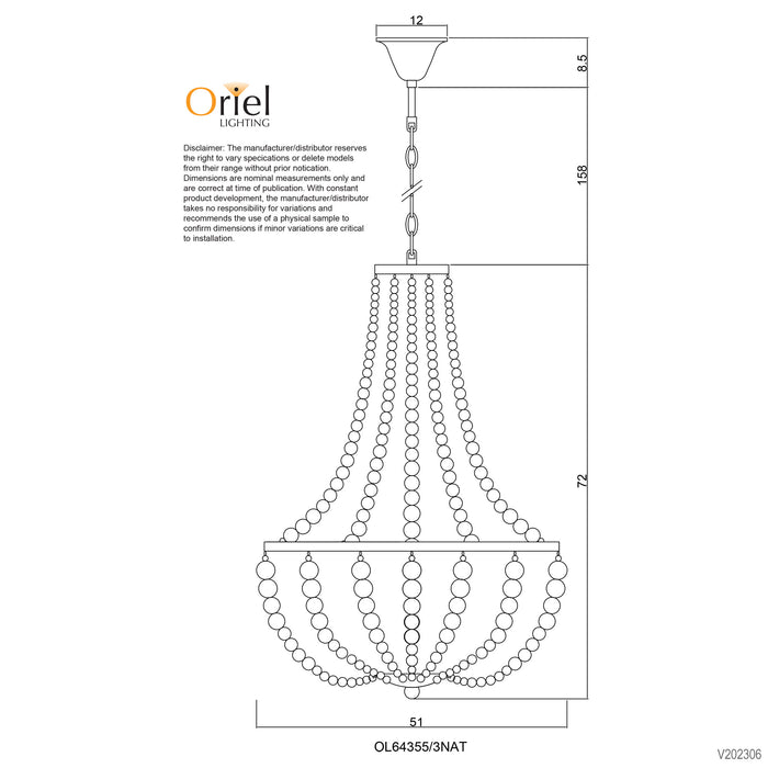 Cascara 3 Light Pendant