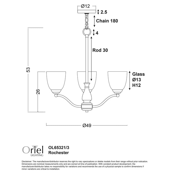 Rochester 3Lt Black Pendant