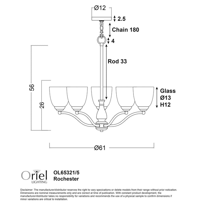 Rochester 5Lt Antique Brass Pendant