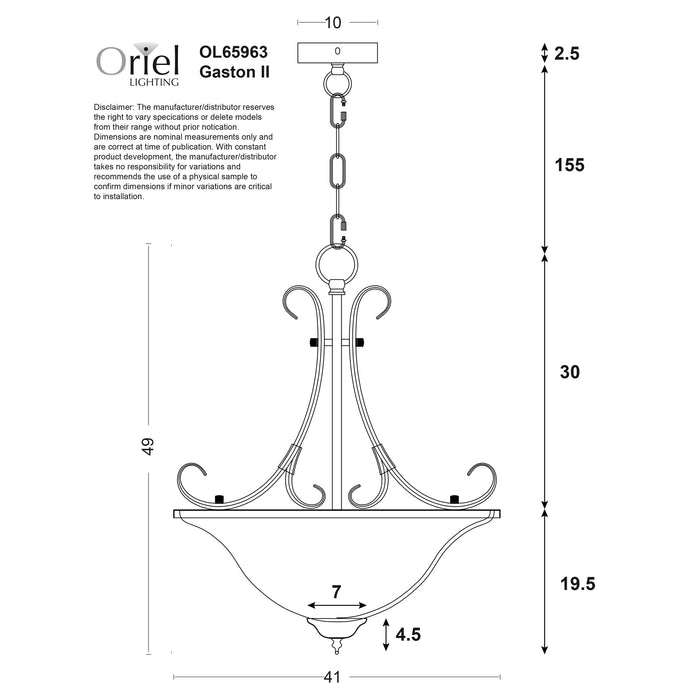 Gaston Ii 3Lt Single Pendant