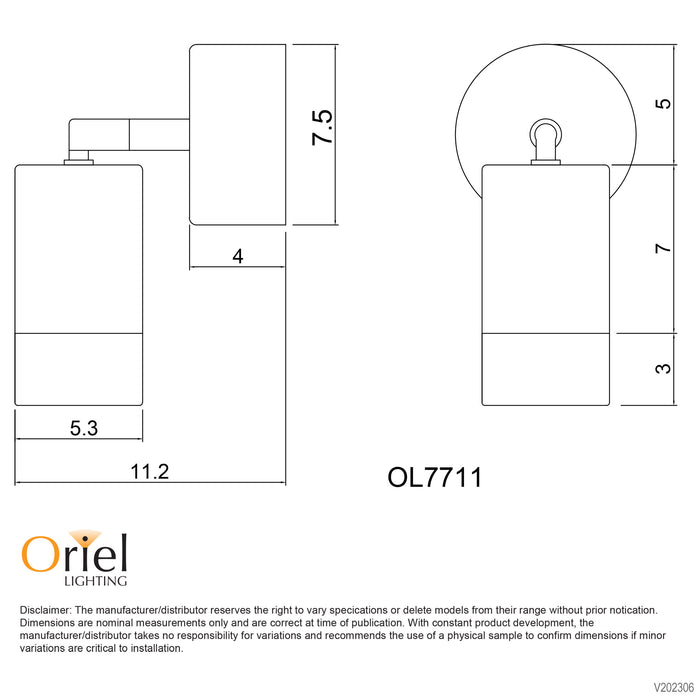 Comma Adjustable Copper Outdoor Spotlight