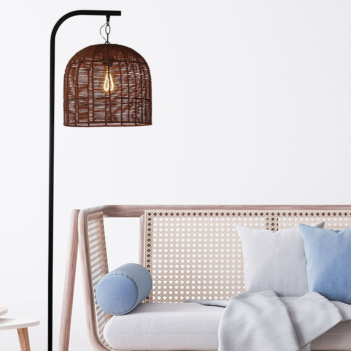 Jess Black With Poppa Shade Floor Lamp