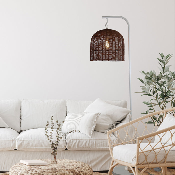 Jess White With Poppa Shade Floor Lamp