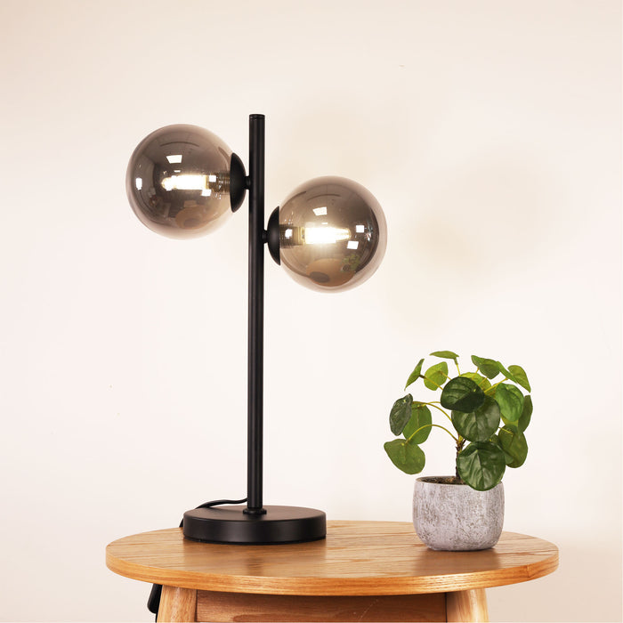 Valcross 2Lt Black Table Lamp