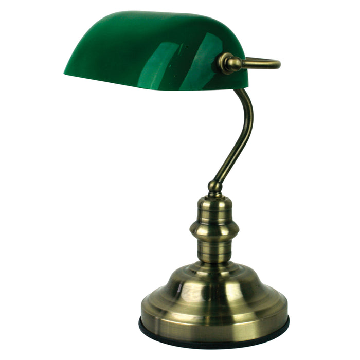 Bankers Switched Antique Brass Lamp