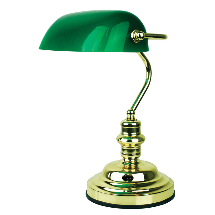 Bankers Switched Brass Lamp