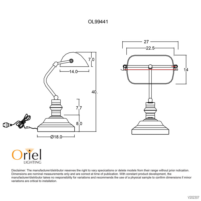Bankers Switched Brass Lamp