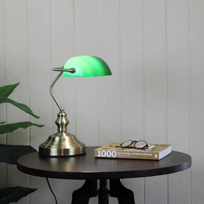 Bankers Touch Antique Brass Lamp