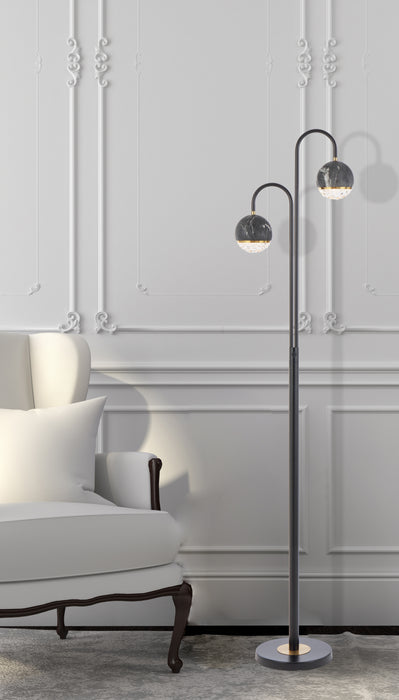 Oneta 2 Floor Lamp - Black Marble, Clear, Black