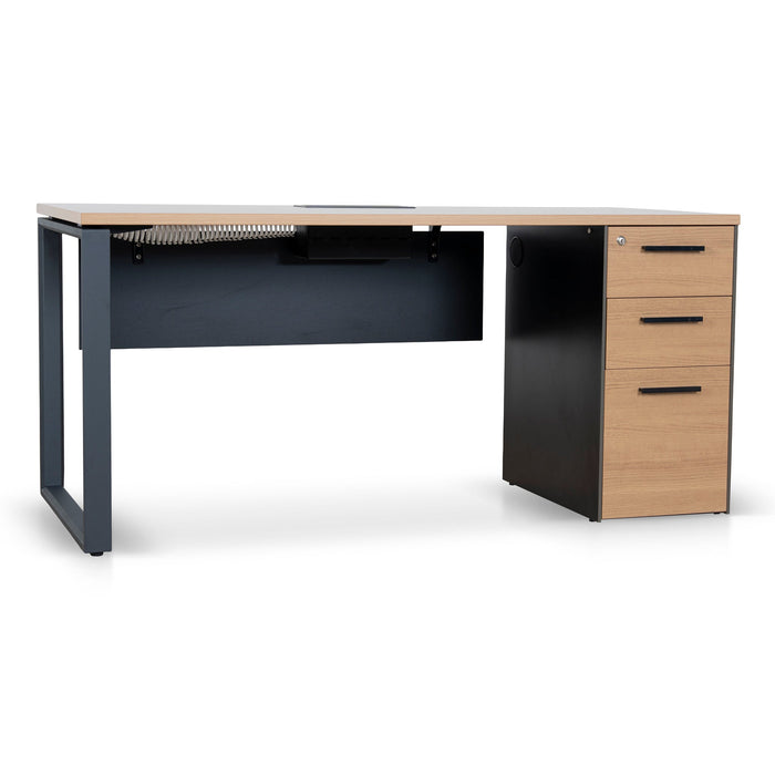 Halo 1.6m Single Seater Natural Office Desk - Black Legs