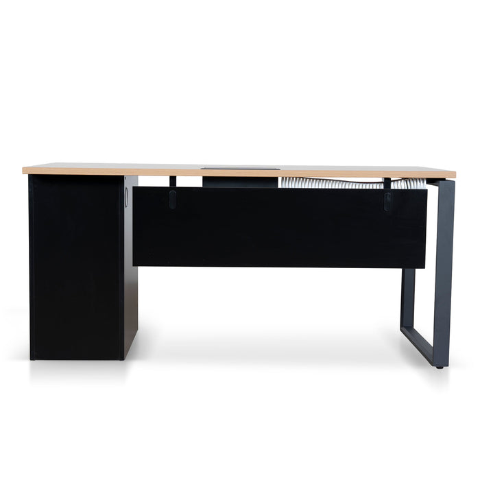 Halo 1.6m Single Seater Natural Office Desk - Black Legs
