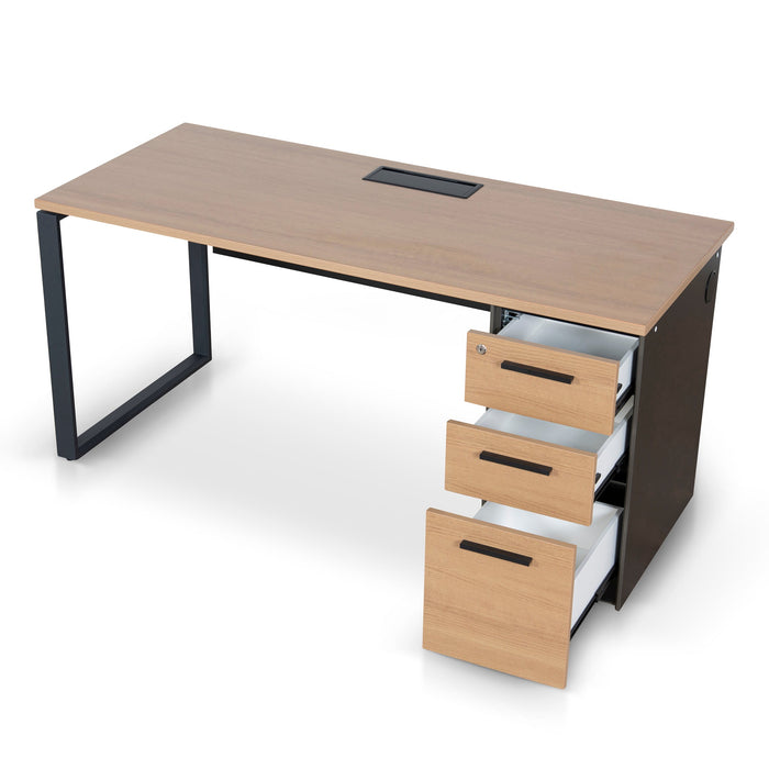 Halo 1.6m Single Seater Natural Office Desk - Black Legs
