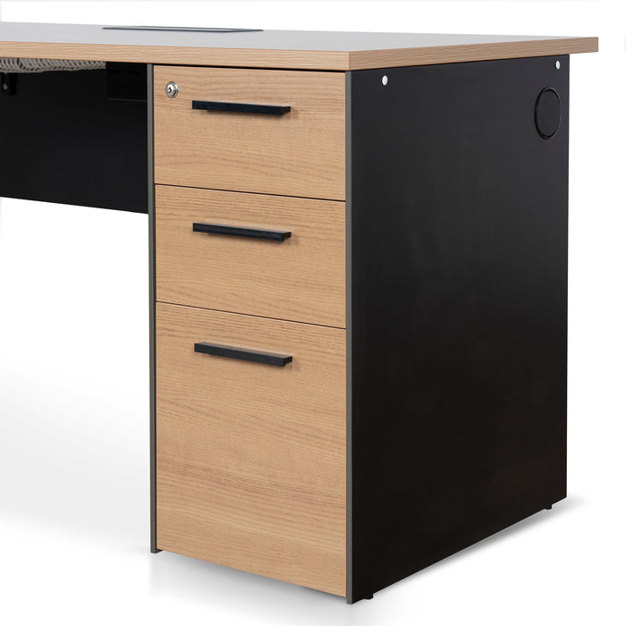 Halo 1.6m Single Seater Natural Office Desk - Black Legs