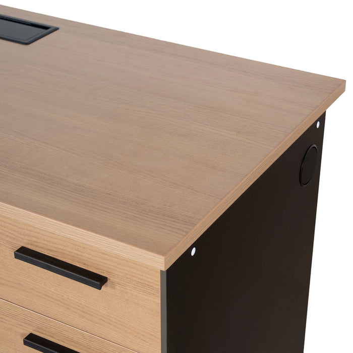 Halo 1.6m Single Seater Natural Office Desk - Black Legs